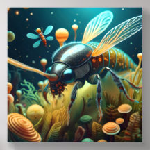 Glowing Bioluminescent Insect Design