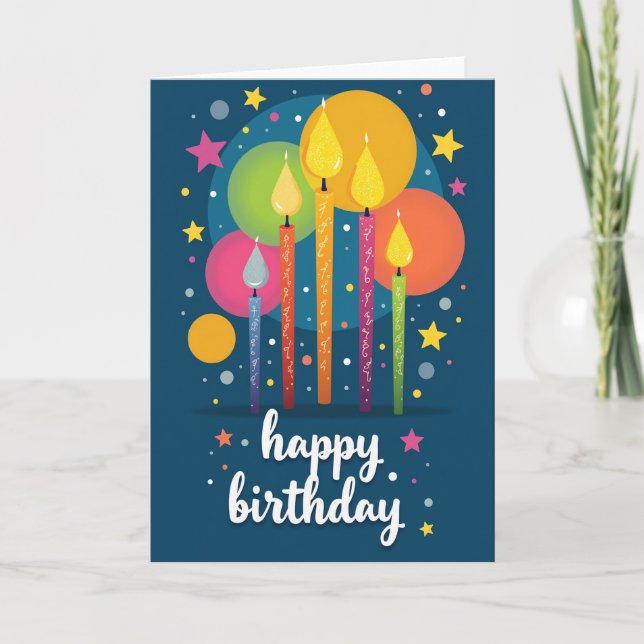 Glowing Birthday Candles Card (Front)