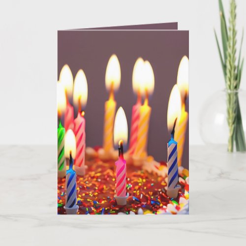 Glowing Birthday Candles On a Cake Card