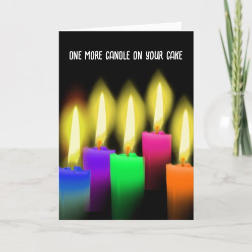 Glowing Birthday Candles On Black Card