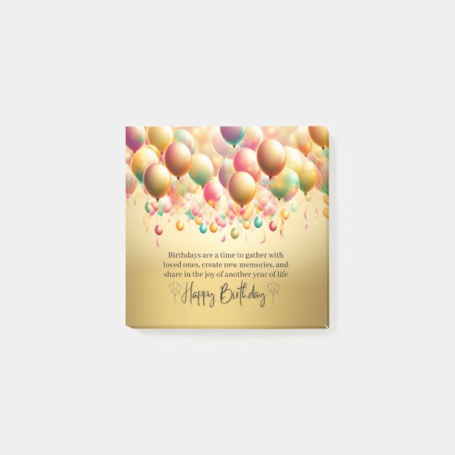 Glowing Birthday Wishes Post-it Notes (Front)