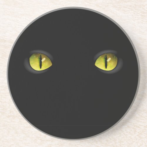 Glowing Black Cat Eyes in the Dark Drink Coaster