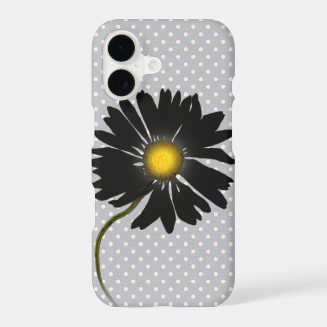 glowing black daisy iphone case (Back)