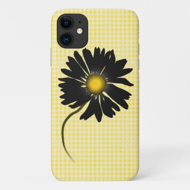 glowing black daisy on gingham Case-Mate iPhone case (Back)