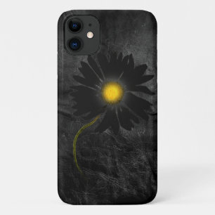 glowing black daisy on leather iPhone 11 case
