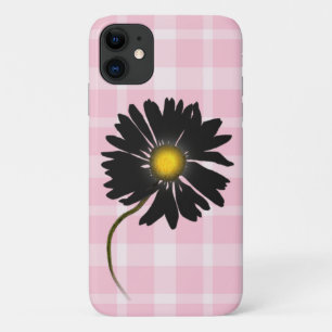 glowing black daisy on plaid iPhone 11 case