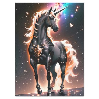 Glowing Black Unicorn Fantasy Birthday Gift Wrap