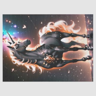Glowing Black Unicorn Fantasy Birthday Gift Wrap