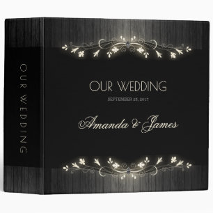 Glowing black & white wedding planner hhn02 3 ring binder