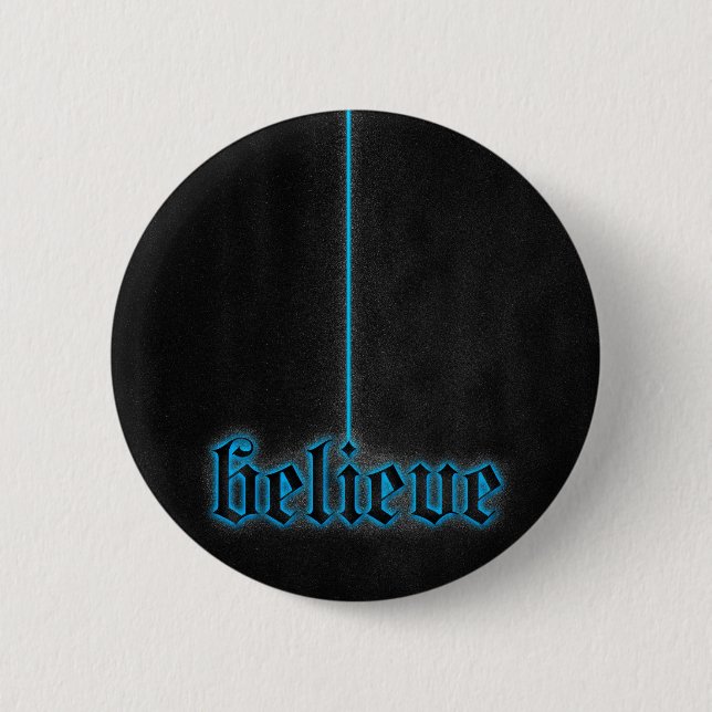 Glowing Blue Believe Button (Front)