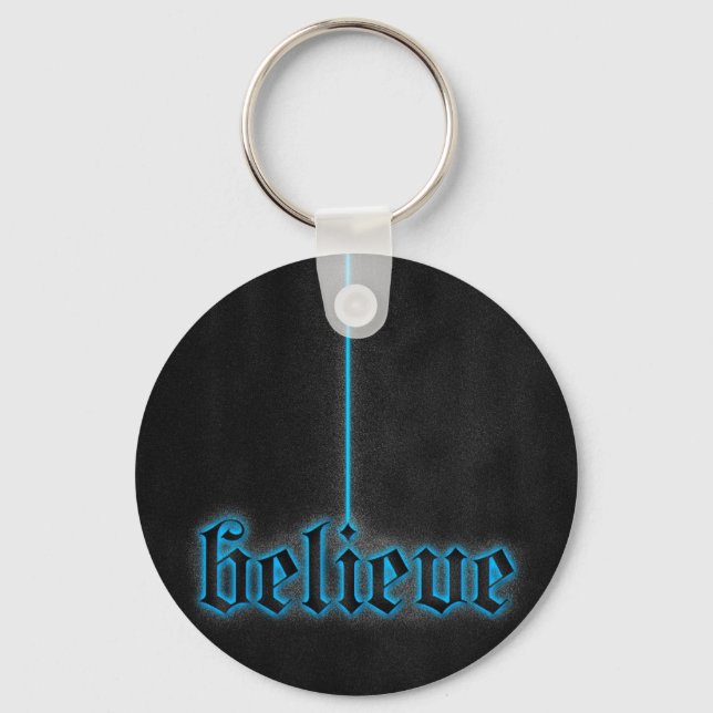 Glowing Blue Believe Keychain (Front)
