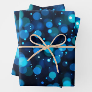 Glowing Blue Bokeh Light Abstract Wrapping Paper Sheets