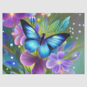 Glowing Blue Butterfly in Fairy Garden  Tissue Paper