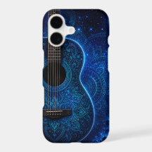 Glowing Blue Celestial Mandala Acoustic Guitar