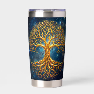 Glowing Blue Cosmic Tree Of Life Mystic Fantasy Insulated Tumbler