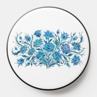 Glowing Blue Crystal Flowers PopSocket