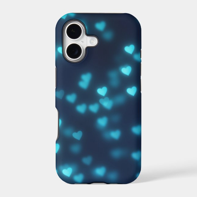 Glowing Blue Heart Pattern Iphone Case (Back)