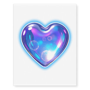 Glowing Blue Heart Temporary Tattoos