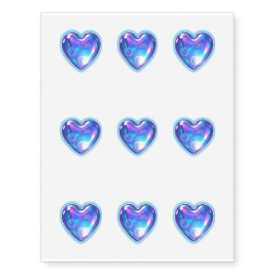 Glowing Blue Heart Temporary Tattoos