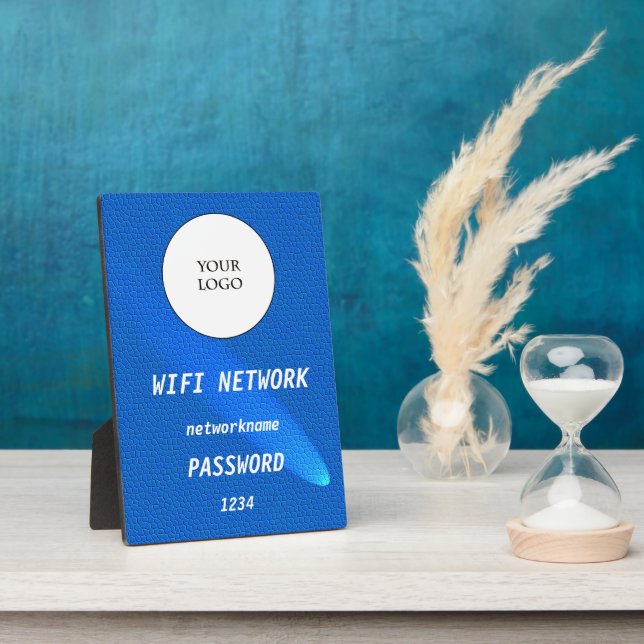Glowing Blue Leather Share Wifi Network Plaque (Side)