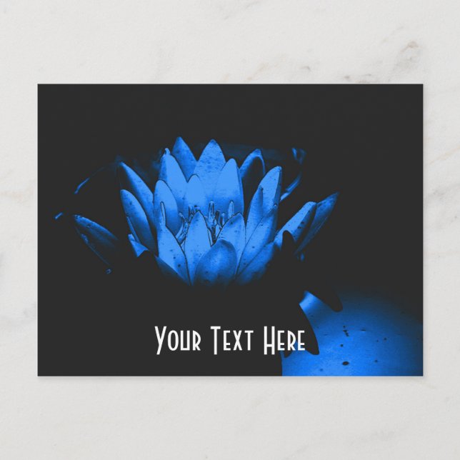 Glowing Blue Lily Floral Customizable Postcard (Front)