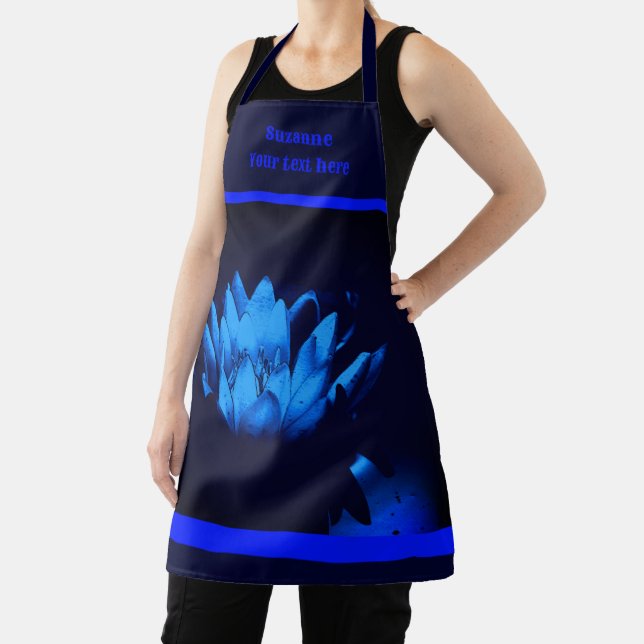 Glowing Blue Lotus Lily Flower Personalized Apron (Insitu)
