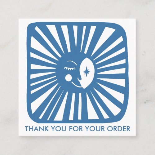 Glowing Blue Moon Charming Boho Order Thank You  Square Business Card