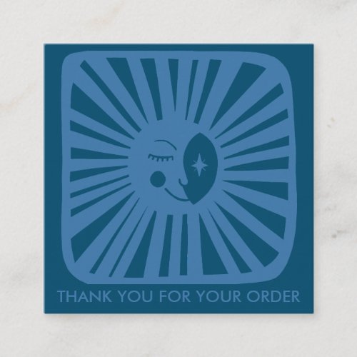 Glowing Blue Moon Charming Boho Order Thank You  Square Business Card