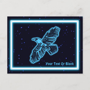 Glowing Blue Raven On Stars Postcard