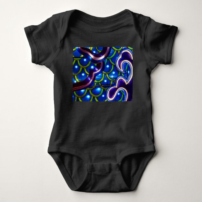 Glowing Blue Scales  Baby Bodysuit (Front)