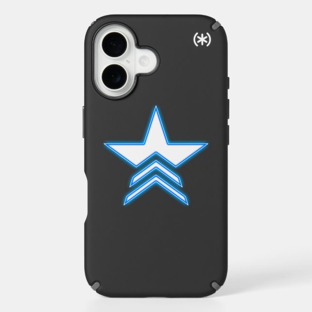Glowing Blue Star Commander iPhone Case (Front)