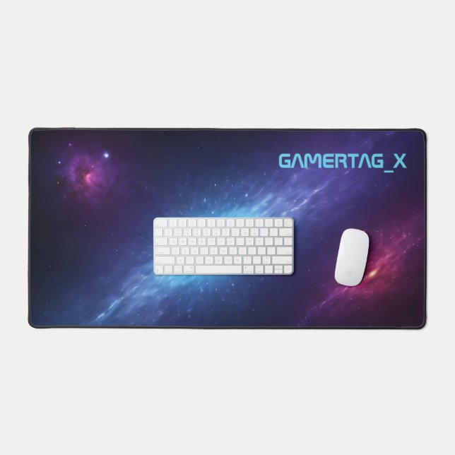 Glowing Blue Supernova Deep Space Gamer Setup Desk Mat (Keyboard & Mouse)
