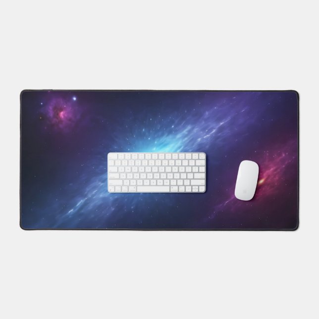 Glowing Blue Supernova Deep Space Nebula Desk Mat (Keyboard & Mouse)