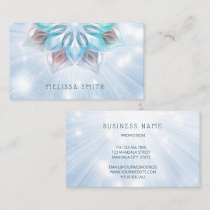 Glowing Blue Turquoise Mandala Business Card