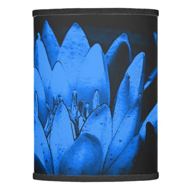 Glowing Blue Water Lily Lotus Flower Lamp Shade (Front)