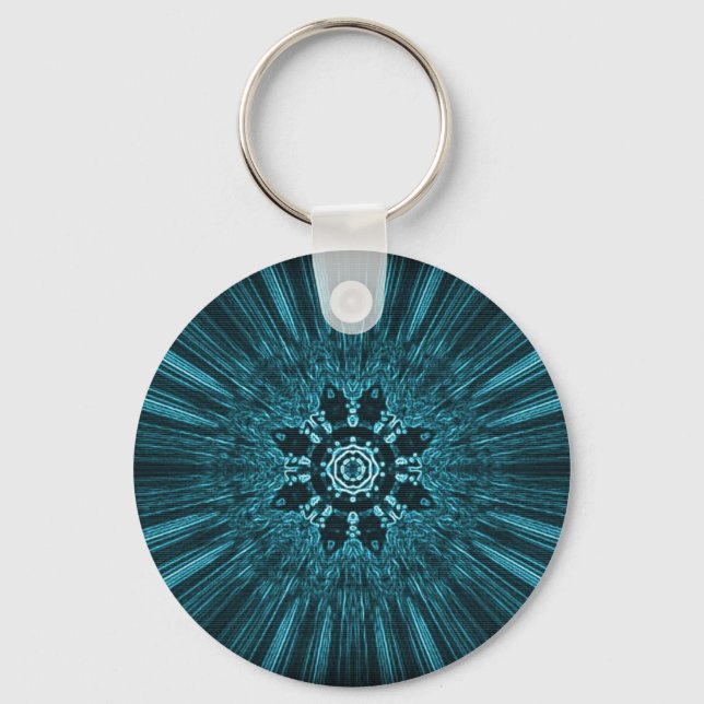 Glowing Blue Winter Snowflake Keychain (Front)