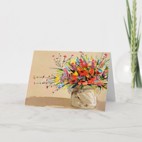 Glowing Bouquet in Stone Jar Card