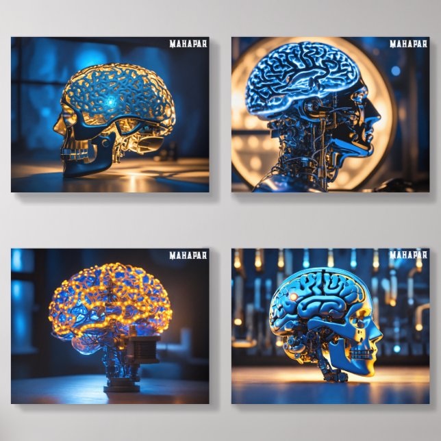 Glowing Brain Mechanism Acrylic Photo Tile (Front Set)