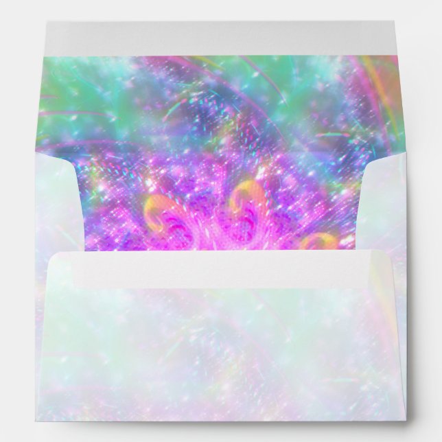 Glowing Bright Lights Colorful Spiral Mandala Art Envelope (Back (Bottom))
