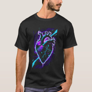 Glowing Broken Heart Jirai Kei Cyberpunk Aesthetic T-Shirt