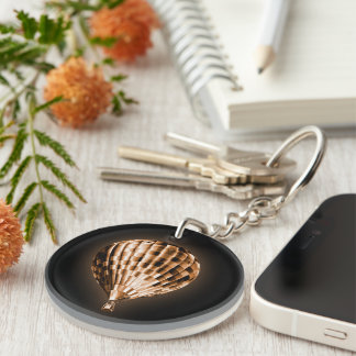 Glowing Bronze Hot Air Balloon Black Acrylic Keychain