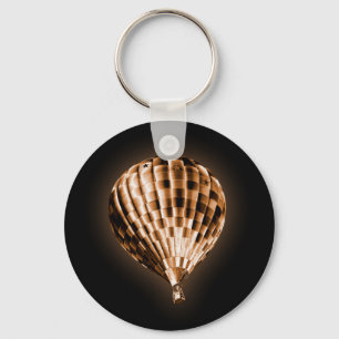 Glowing Bronze Hot Air Balloon Black Keychain