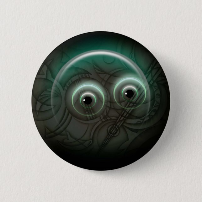 Glowing Bubble Cartoon Button (Front)