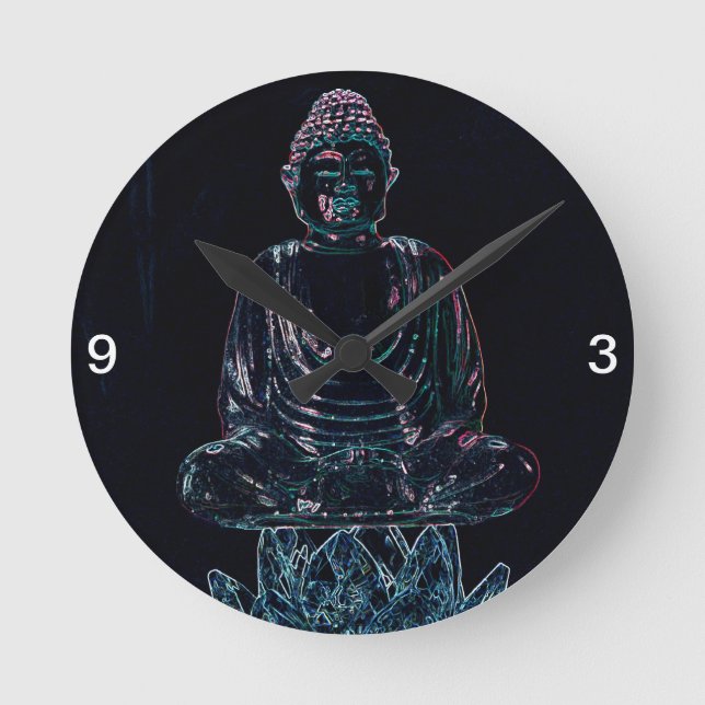 Glowing Buddha Round Clock (Front)