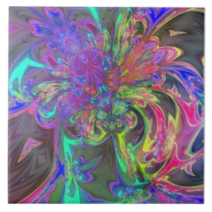 Glowing Burst of Color – Teal & Violet Deva Tile