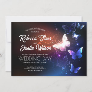 Glowing Butterflies Morpho Monarch Invitation