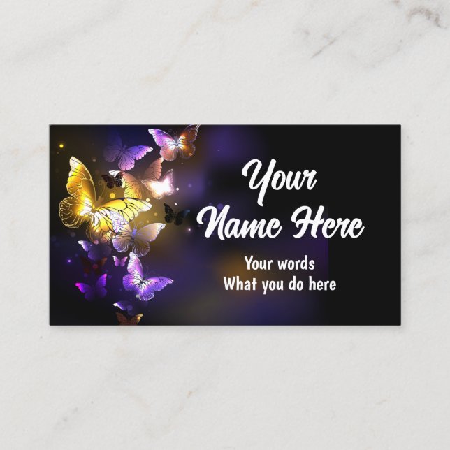 Glowing butterfly in the dark business card (Front)
