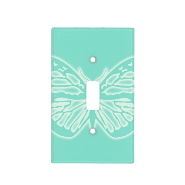 Glowing Butterfly Mint Green Light Switch Cover (Front)