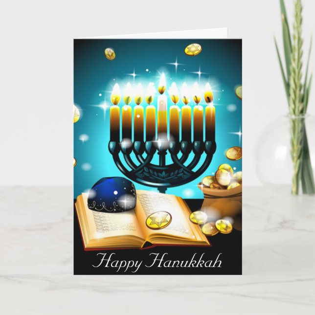 Glowing Candles Hanukkah Cherish Blessings Holiday Card (Front)