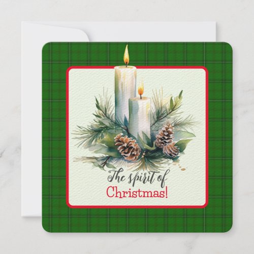 Glowing Candles Nestled In Pine Cones Card